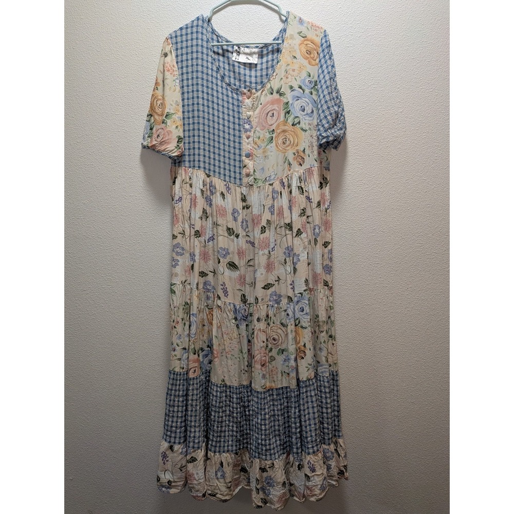 My Boyfriends Back Dress Collectible 90's Vintage Flowy Tiered Floral Women's M
